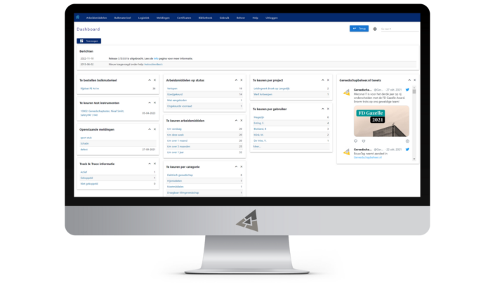 Gereedschapbeheer dashboard - desktop